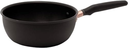 Image of Meyer Accent Large Saucepan Non Stick 22cm - Induction Suitable Saucier Pan with Ergonomic Heat Resistant Handles, Dishwasher Safe, Durable Hard Anodised Cookware, Black, 2.8L