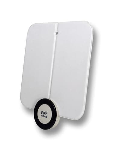 Image of One For All Ultra Flat Amplified Indoor Digital TV Aerial - Ready to receive Freeview and Analogue TV Signals within a range of 15 miles – Full HD Ready - HDTV Antenna – UHF/VHF – white – SV9215