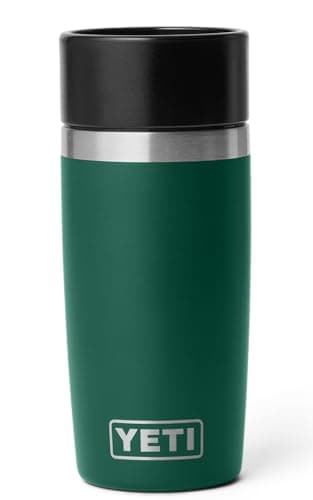 Image of YETI Rambler 12 oz (355 ml) Coffee Travel Bottle with 100% Leakproof Hotshot Commuter Cap, Vacuum Insulated Stainless Steel Tea & Coffee Cup Travel Mug, Black Forest Green