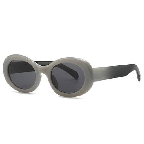 Image of New Womens Fashion Oval Sunglasses 2023 Luxury Small Frame Sun Glasses For Ladies Men Round Eyeglasses UV400(Color:Grey)