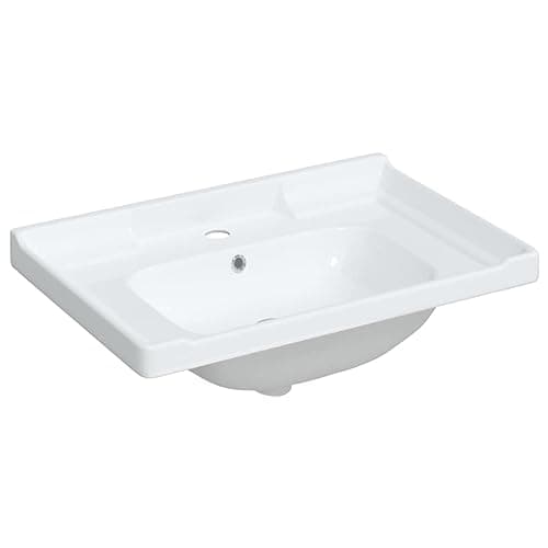 Image of 'vidaXL Rectangular Ceramic Bathroom Sink | Drop-in Installation | Overflow Hole Feature | Timeless White Design | Dimensions: 71x48x23cm