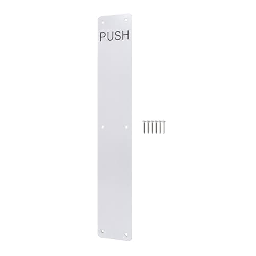 Image of EAI Door Push Plate, 425 x 75mm Engraved Push Finger Plate with Radius Corners Polished Stainless Steel