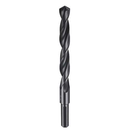 Image of sourcing map 12.50mm Drill Bit 10mm Reduced Shank 3-Flat 4241 High Speed Steel Nitriding Black 118° Standard Point for Plastic Wood Copper Aluminum Iron Medium Soft Metal