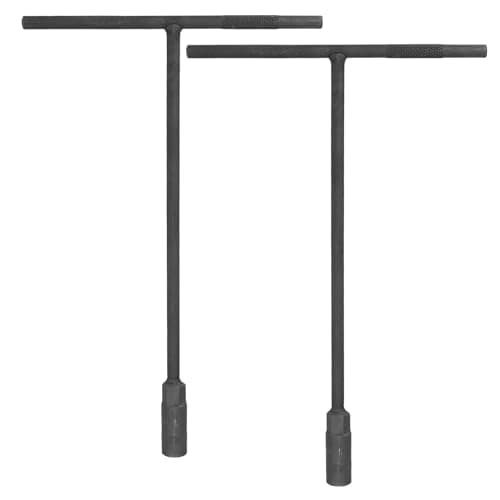 Image of sourcing map 2pcs T-Handle Wrench Socket 12mm Metric High Carbon Steel 6-Point Spanner Socket with Long Reach for Motorcycle Bicycle Car Repair, Gray-Black
