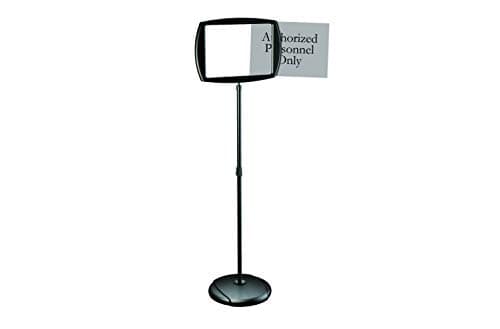 Image of Bi-Office Floor Safety Sign, Magnetic Horizontal Rectangle, Drywipe Surface, Black, Adjustable, 27 x 47 cm
