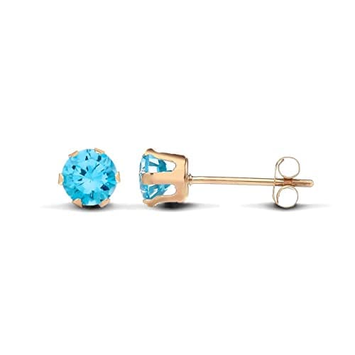 Image of 9ct Gold Blue Topaz Solitaire Stud Earrings - 4mm Diameter