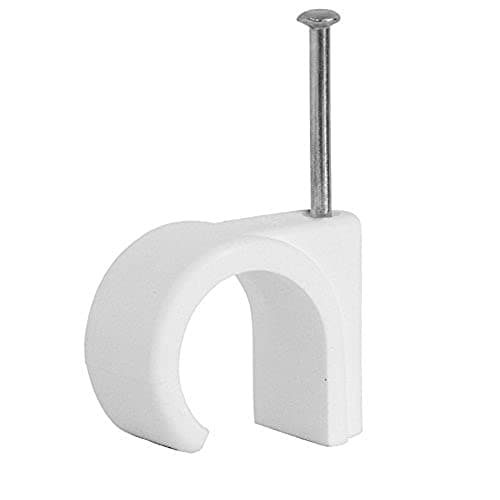 Image of Strong Round White Cable Clips - Packs of 100 Clips - 3-5mm Clips - I Box of 100 Clips