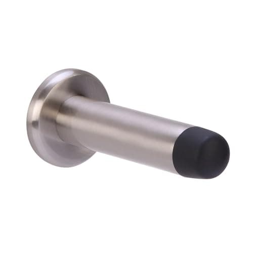 Image of DIRECT DOOR HANDLES® 75mm Projection Skirting or Wall Mounted Door Stop Concealed Fix with Rubber Buffer in Satin Nickel with Fixing Screws (Pack of 1)