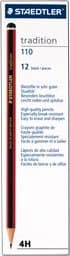Image of Staedtler 110 Tradition 4H Graphite Pencil – 4H Graphite Pencil (1Pièce (S), Black, Red, 32in, Germany, PEFC, 2 mm)