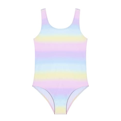 Image of Ewbob Girls One Piece Swimsuit Quick Dry Swimwear Swimming Costume Beach Bathing Suit for Kids(C3-003)-PinkPurple-3-4Y