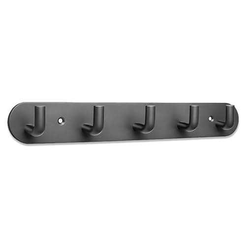 Image of Maxzwell Satin Stainless Steel Coat Rack with 5 Hooks – Wall Mounted Heavy-Duty Hook Rail for Coats, Towels, Hats, Bags (Titanium, Pack of 1)