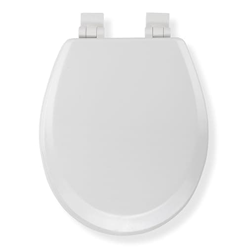 Image of Croydex Carron Wooden Toilet Seat - Soft Close and Adjustable Hinges with No Movement Grip Pad Technology, Antibacterial Treated Surface and All Fittings Included (White Wood)