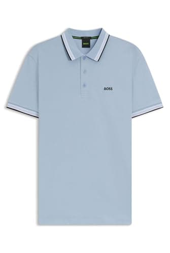 Image of BOSS Mens Paddy Contrast-Logo Paddy Polo Shirt in Cotton piqué