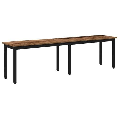 Image of RCODSSK Modern Dining Bench with Metal Legs, Old Wood 160 x 35 x 45 cm Engineered Wood, Rectangular Indoor Bench for Living and Dining Room