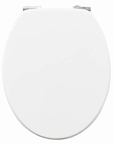 Image of AQUALONA® Essential Value Toilet Seats Wipe Clean Moulded Wood - Stainless Steel Slow Close Hinges - Wipe Clean - Easy Installation (Solid Wood White)