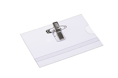 Image of EUROPEL Name Badge Holders with Crocodile Clip, Safety Pin & Blank Card Insert Sheets (Pack of 24) | Horizontal ID Card Holder for School, Colleges, Offices & Corporate Event | 90 x 60 mm, 121261