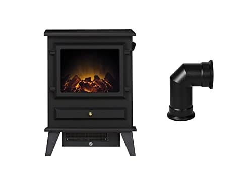 Image of Adam Hudson Electric Stove in Black with Angled Stove Pipe