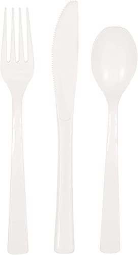 Image of Assorted Plastic Reusable Cutlery Set 18 Pcs, Pack of 18 (White)
