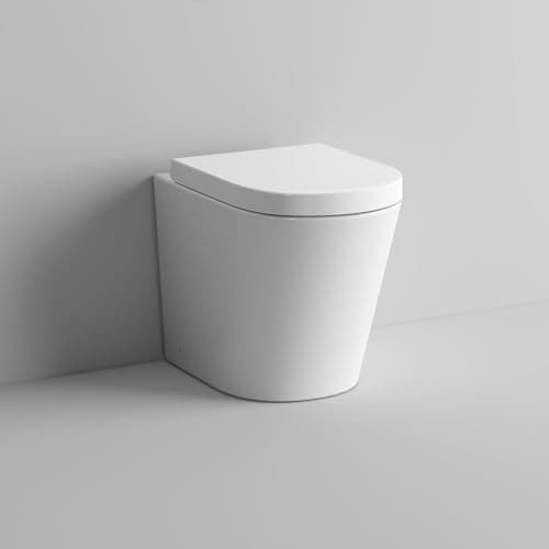 Image of Pimlico Modern Back to Wall Toilet Pan & Seat, White Ceramic, Luxury Bathroom WC