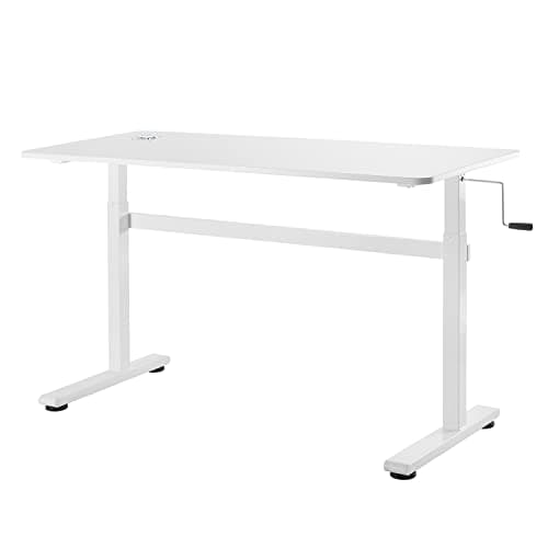 Image of Ergo Office ER-401 Sit-stand desk 140x60cm Manual Height Adjustable Office Desk max 117cm Ergonomic Table Loadable up to 40kg (White)