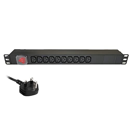 Image of JUSTOP 10 Way Rack Mount PDU 10 x IEC C13 Sockets 1U 19 Inch 13A Power Distribution Unit With On/Off Switch