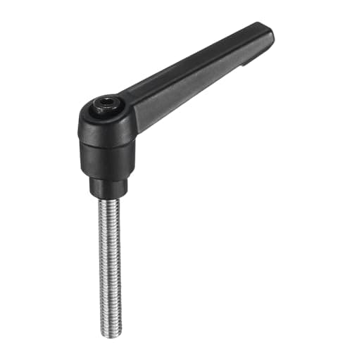 Image of sourcing map Adjustable Clamping Lever Handle M6 x 45mm Metric 304 Stainless Steel Male Threaded Stud Hand Knobs Push Button Ratchet Rotating Screw Handles Bolts with Locking Lever Black