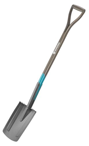Image of Gardena NatureLine Pointed Spade, Coated Garden Spade for Turning Over and Removing Soil, Safe Foot Rest, FSC-Certified Ashwoo D-Handle (17001-20),black, anthracite, turquoise