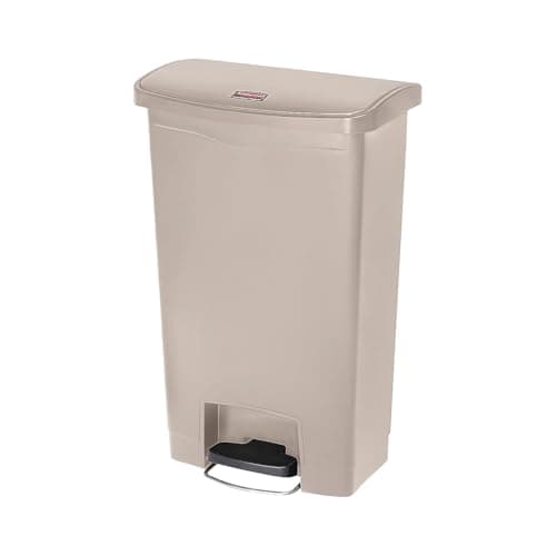 Image of Rubbermaid Commercial Products Slim Jim Step-on Resin Front Step Waste Receptacle Bin 50 Litre Beige 1883458