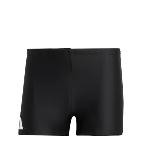 Image of adidas Men's Solid Swim Boxers, Black/White, L