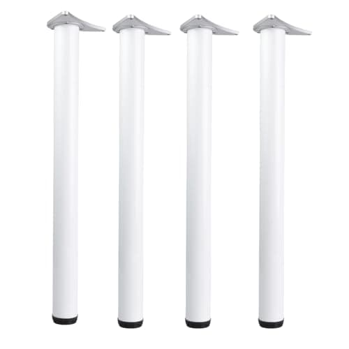 Image of Set of 4 Adjustable Table Legs for Breakfast Bar or Worktop, Height Options 710/820/870/1100mm Steel Support for Kitchen Table Desk Furniture DIY (White, 71cm)