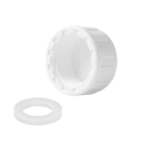 Image of Qrity 1 Pcs Pipe Fitting Cap, 40mm (1-1/4") White Female Threaded Blanking Plugs, Waste Pipe Blanking Stop Cap with Washer, for Pipes End