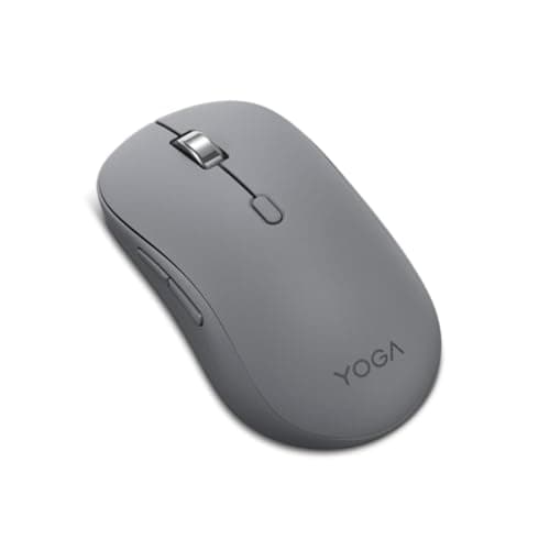 Image of Lenovo Yoga – Silent Bluetooth Mouse (Wireless, Ergonomic, Ambidextrous, Optical IR LED Sensor, 6 Buttons, Scroll Wheel, Simultaneous Connectivity, x1 AA Battery) – Moon Grey