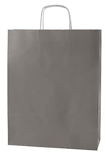 Image of Thepaperbagstore 20 Grey Large Paper Bags With Handles - 32x12x41cm - Colourful Paper Gift Bags for Adults and Kids - for Shopping, Party, Retail, Birthdays and Weddings