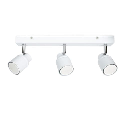 Image of ValueLights | White 3 Way Bar Ceiling Spotlight Adjustable GU10 Spotlight | Bath Ceiling Lights, Home Décor & Improvement Essential | Mains Wired