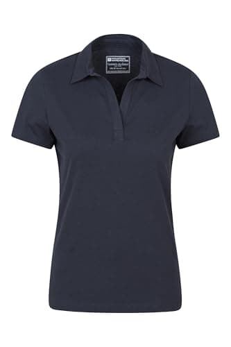 Image of Mountain Warehouse Womens UV Polo - UV Protection Ladies T-Shirt, V Neck Top, Lightweight Tee Shirt - for Spring Summer Running, Hiking & Outdoors Navy Women's Size 12