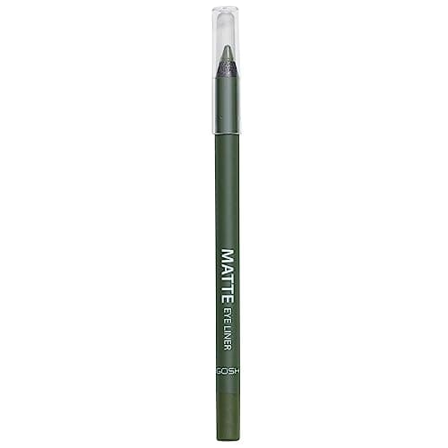 Image of GOSH Neon Blue Eyeliner Matte I Waterproof Eyeliner Pencil I Soft & Creamy for Easy Application I Highly Pigmented Eye Pencil I Longlasting & Transferproof I Vegan & Perfume-free I 018 Olive Green