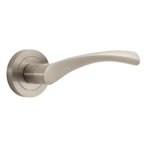 Image of Designer Levers - Marvel Lever on Rose Door Handle - Contemporary Design- Brushed Nickel - 1 Pair - Fixings Included - Interior Use