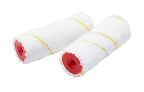 Image of ProDec Advance 2 Pack Jumbo Core 4" Short Pile Microfibre Mini Paint Rollers for Emulsion, Gloss, Satin, Woodstains and Varnishes