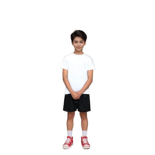 Image of L S U Boys PE Shorts, Football Sports Gym Activewear, Summer School Shorts Stripe Shadow (UK, Age, 11 Years, 12 Years, Black)