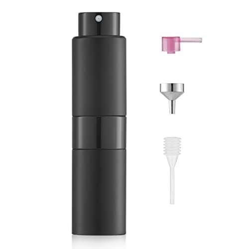 Image of Toureal 20ml Travel Perfume Atomiser Refillable - Mini Aftershave Spray Bottle - Small Glass Fragrance Atomizer for Women - Portable Empty Cologne Refill Pump Dispenser for Men Black