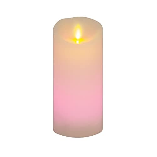Image of Luminara Colour Changing Flameless Moving Flame LED Candle with Remote | Large Unscented Orange Pink Battery-Powered Candle (3 x 6.5-inch), Flickering Light