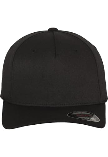 Image of Flexfit 5 Panel Baseball Cap - Unisex Mütze, Kappe für Herren und Damen, einfarbige Basecap, rundum geschlossen - Farbe black, Größe L/XL