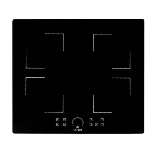 Image of VIIB Induction Hob 60cm, 4 Zone Electric Cooktop, 7000W Built-In Hob, Hardwired Installation (No Plug), Touch Control, Booster, Timer, Child Lock, Auto Shut-Off, Black Glass – Square Zone Design