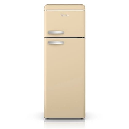 Image of Swan Retro Free Standing Top Mounted 70/30 Split Fridge Freezer, 3 Adjustable Shelves, Fast Freeze, Cream, SR11010CNE