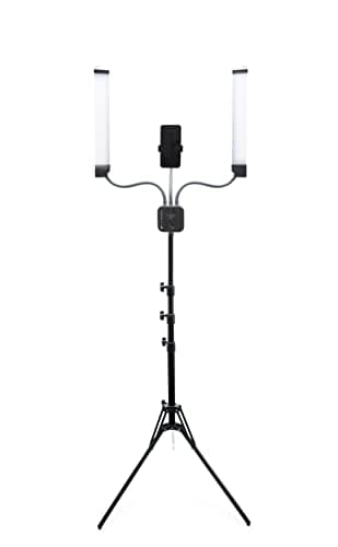 Image of Rio Professional Beauty Twin LED Dimmable 2700-6500K Double Arm Beauty Lighting Kit for Eyebrow, Tattoo, Selfie, Vlogging, Makeup Portable Strip Lights with Tripod & Carry Bag