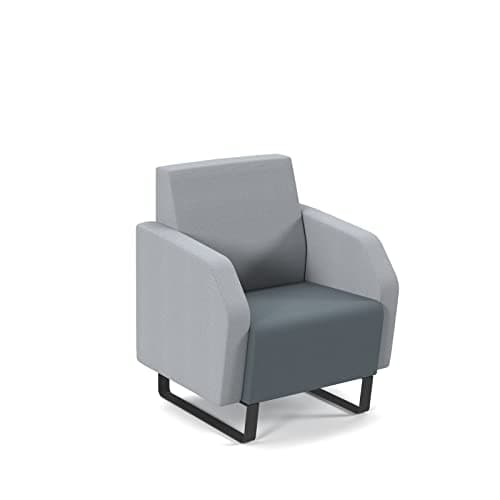 Image of Mr Office Encore low back 1 seater sofa 600mm wide with black sled frame, Elapse grey/Late grey