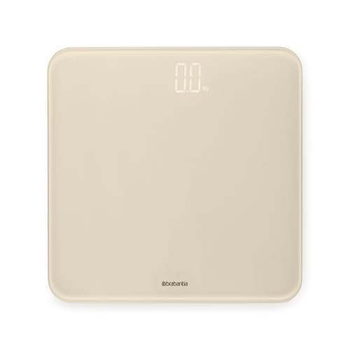 Image of Brabantia - ReNew Digital Bathroom Scale - Battery Powered - Glass Weighting Scale weighs up to 397 lb - Accurate System - Soft Non-Slip Feet - 4x AAA Batteries Included - Soft Beige - 30 x 30 cm