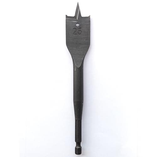 Image of Surebuild UK Heavy Duty Flat Bit, High Resistance Steel, Wood Drilling, 152mm Length, 1/4" Quick Change Hex Shank, Multiple Sizes 10-32mm (25mm)