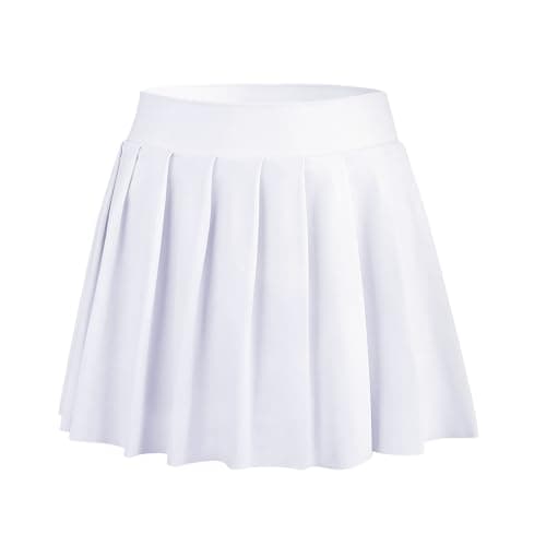 Image of Bezioner Girls Tennis Skirt with Shorts,Golf Skort with Dual Pockets Pleated Skirt Skater Mini School Skirt White L(8-9 Years,120-130 cm)