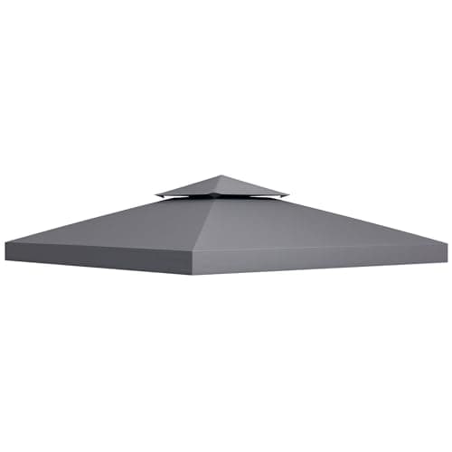 Image of Outsunny 3 x 3(m) Gazebo Canopy Replacement Cover 2-Tier Roof Top Spare Part Deep Grey (TOP COVER ONLY)